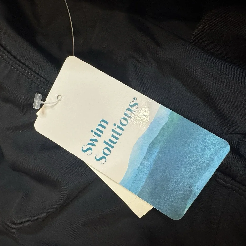 NWT Swim Solutions Swimsuit Shorts Bottoms Plus Size 18W Black‎  Built in Briefs - Picture 6 of 9